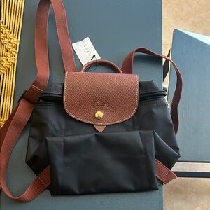 Longchamp Black and Brown Backpack